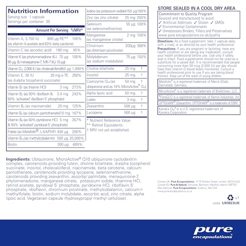 Pure Encapsulations - O.N.E. Multivitamin - Comprehensive Once-Daily Multivitamin - with Vitamins A, B1, B2, B3, B5, B6, C, D, E, K, Folate & Selenium