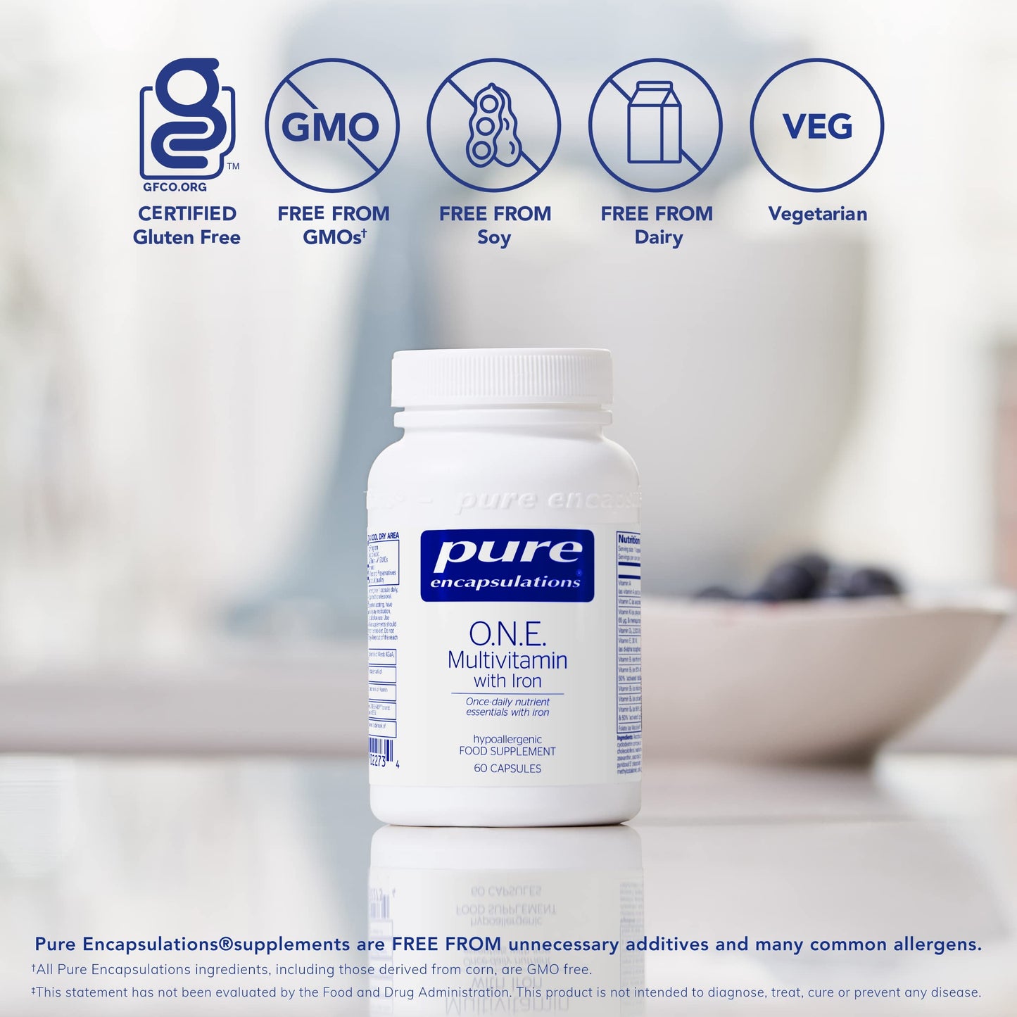 Pure Encapsulations - O.N.E. Multivitamin with Iron - 60 Capsules